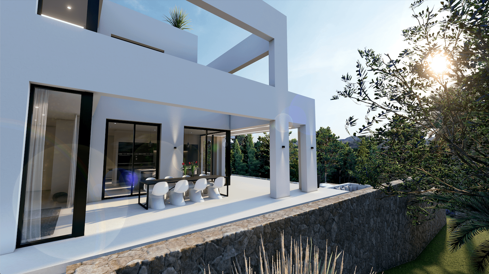 Panoramisch uitzicht op zee moderne villa in Benissa Costa