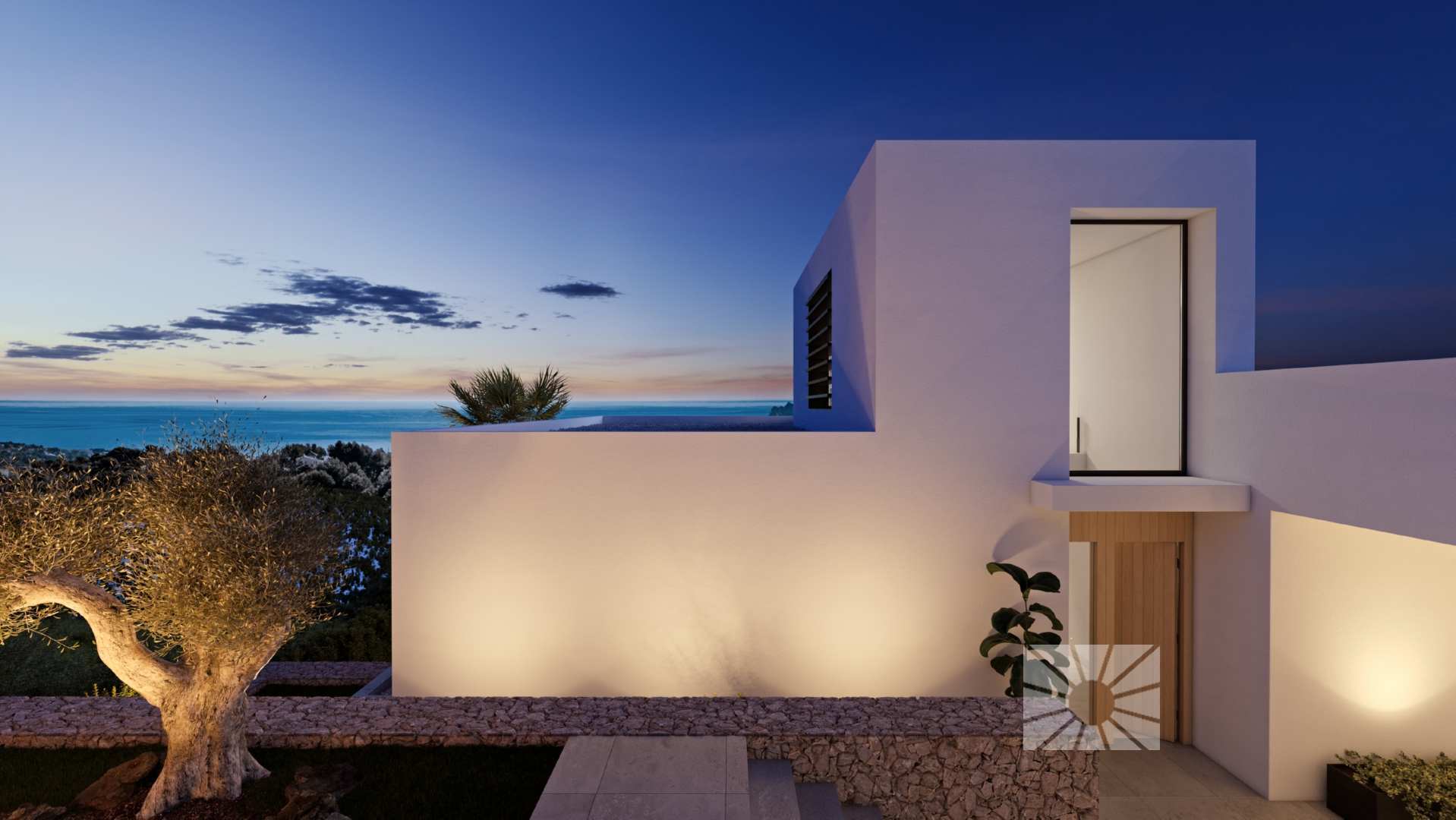 Moderne Luxus-Villa begann zu bauen mit herrlichem Meerblick