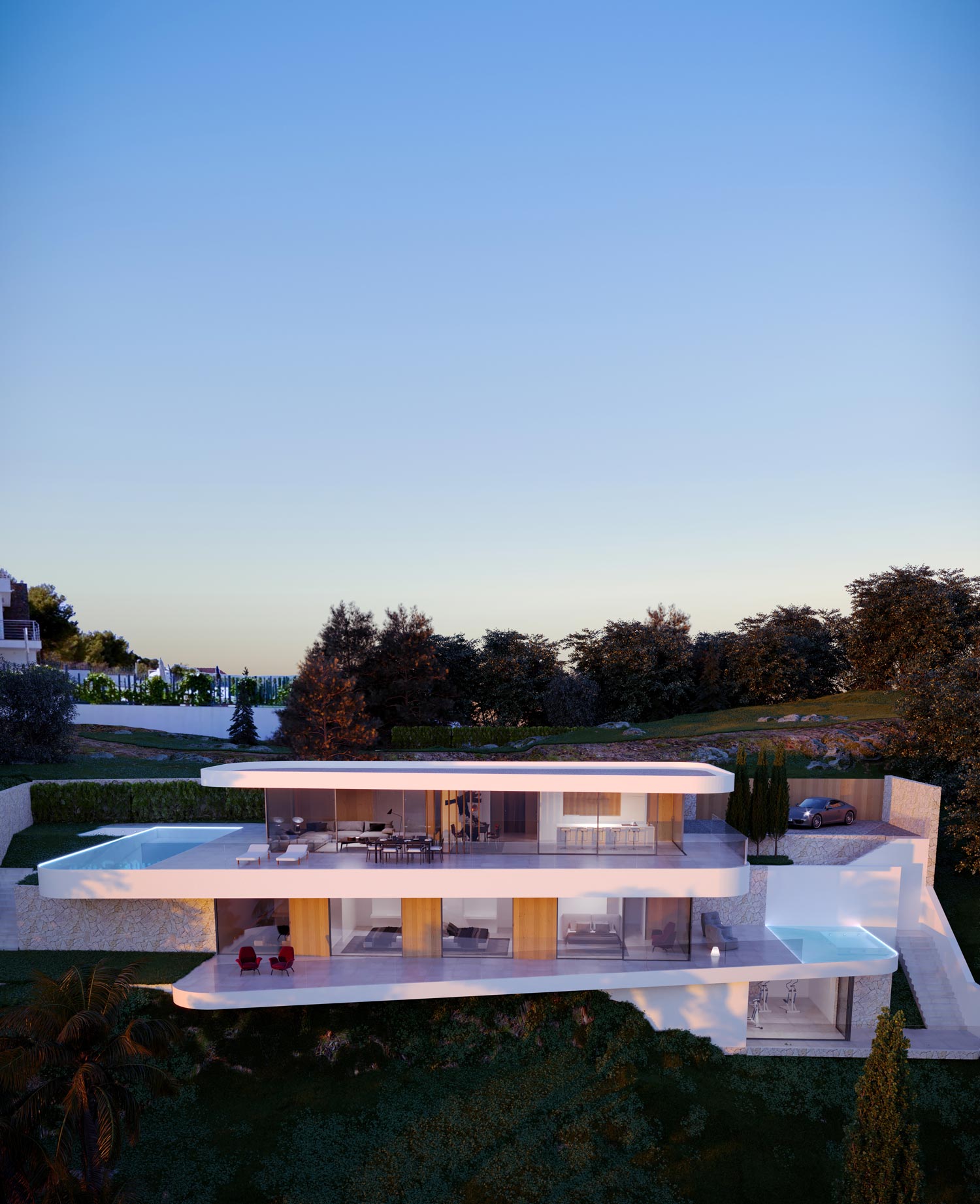 Erstaunliche neue moderne Villa mit Blick auf das Mittelmeer