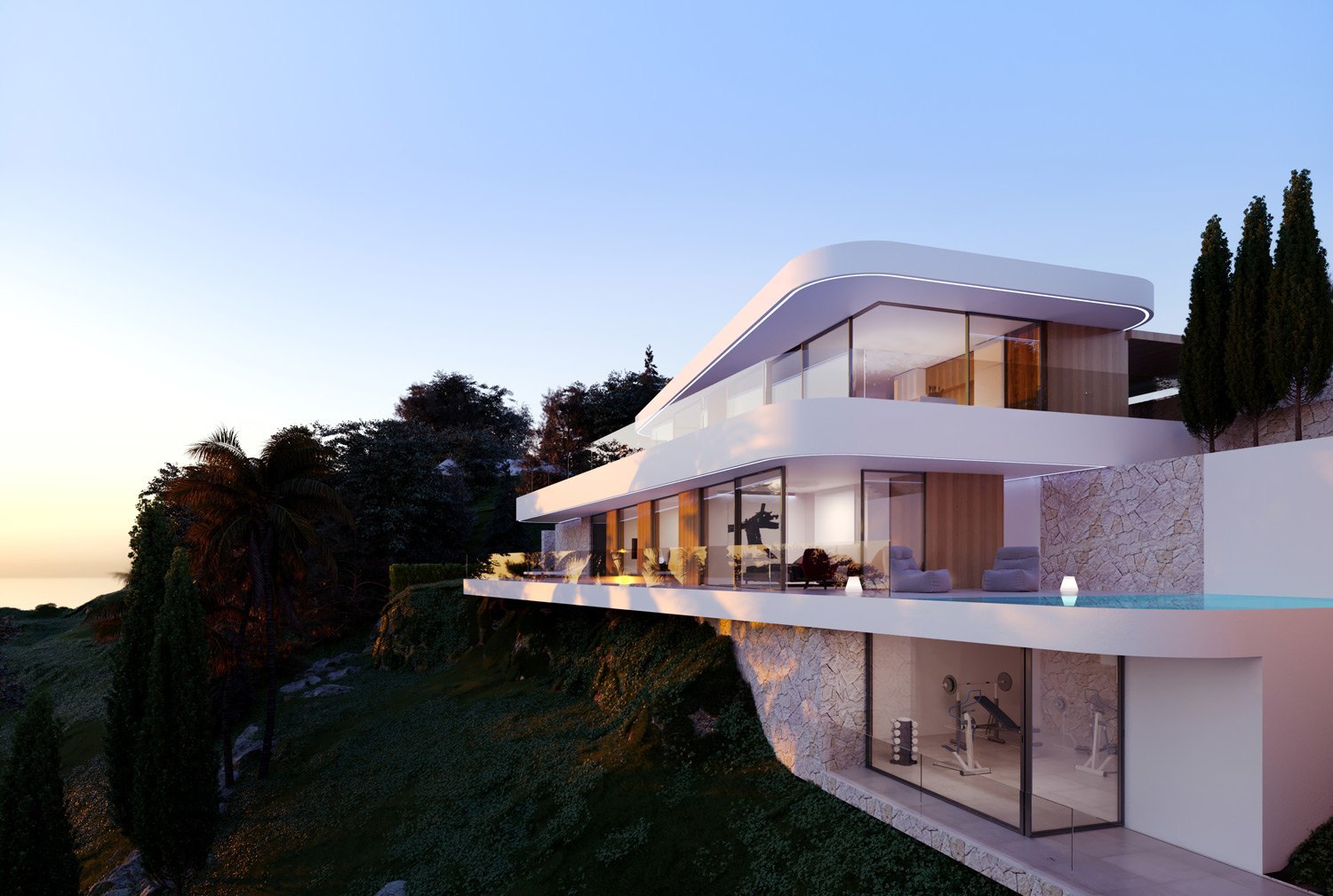 Erstaunliche neue moderne Villa mit Blick auf das Mittelmeer